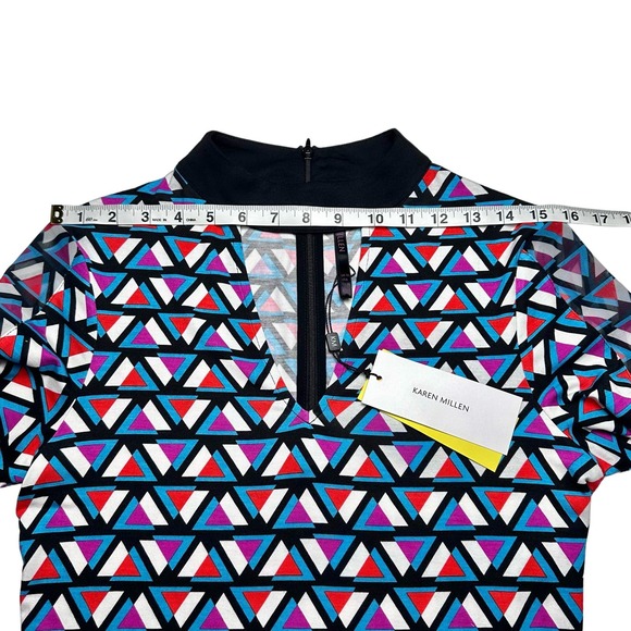 Karen Millen | Women | Geometric Stretch Long Sleeve Choker Blouse | Size 6 US - Picture 4 of 16